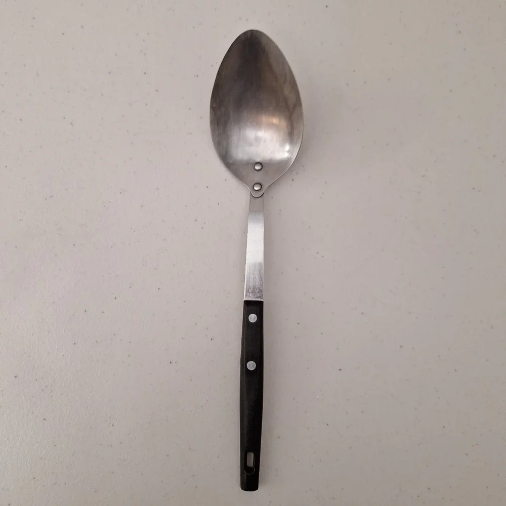 Vintage Household JAPAN Stainless Steel Serving Spoon - Wood Handle 12